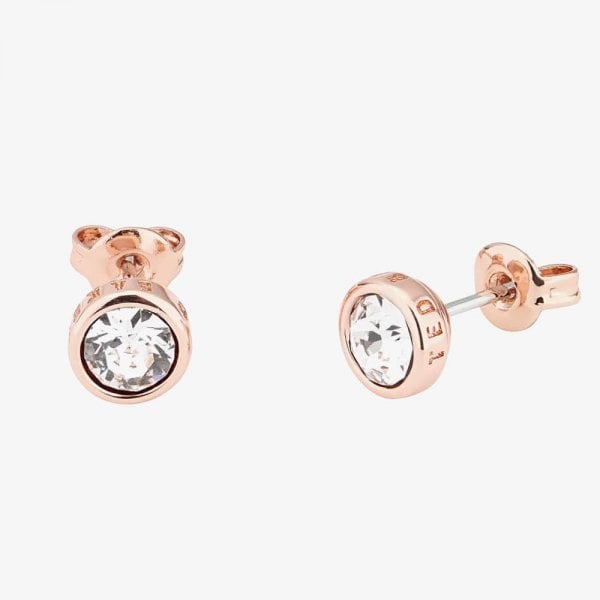 SINAA Rose Gold Tone Crystal Stud Earrings