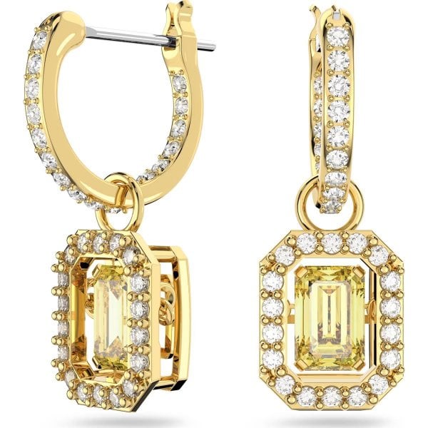 Millenia drop earrings, Octagon cut, Yellow, Gold