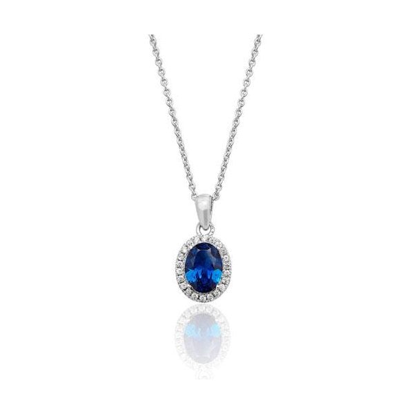 Silver & Blue CZ Pendant & Chain