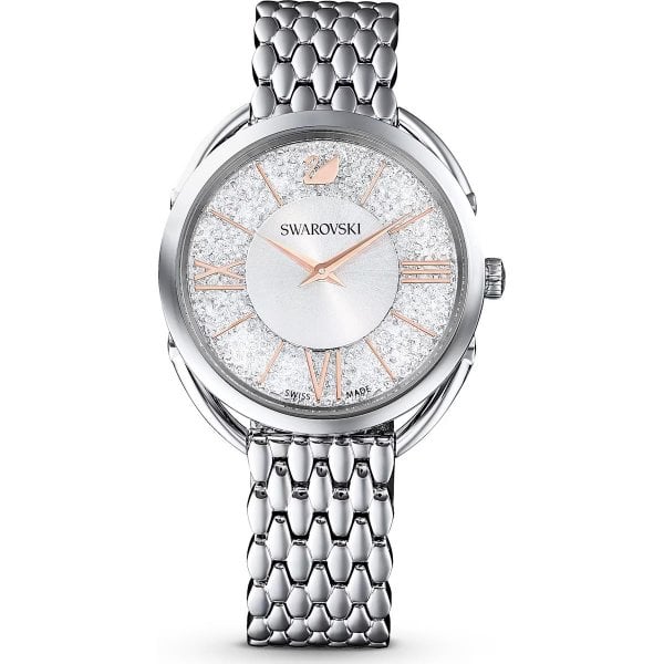 Crystalline Glam watch, Metal bracelet, Silver-ton
