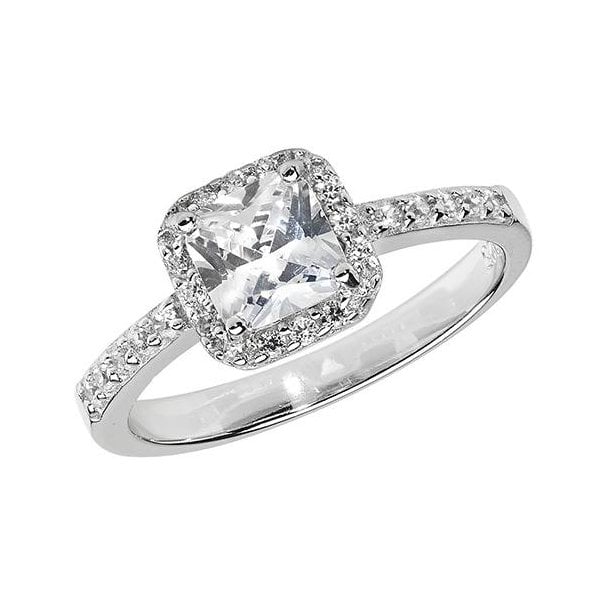 SILVER LADIES' CZ RING SIZE M