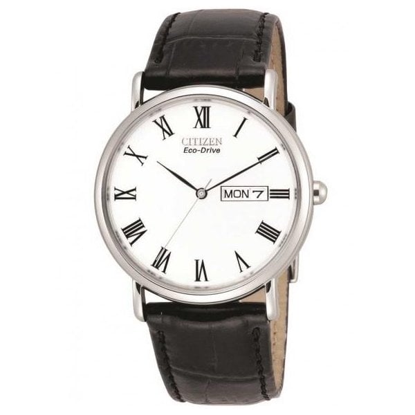 Gents Stiletto EcoDrive Leather Strap Watch