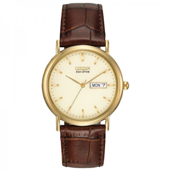 Gents EcoDrive Leather Strap Watch