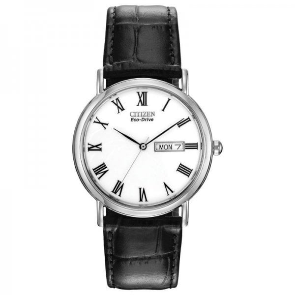 Gents Leather Strap EcoDrive Watch