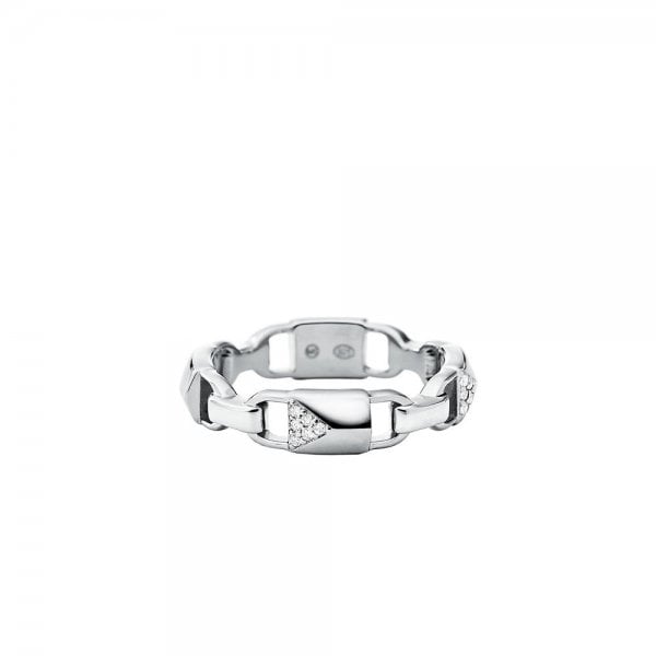 Sterling Silver Pave Padlock Band Ring