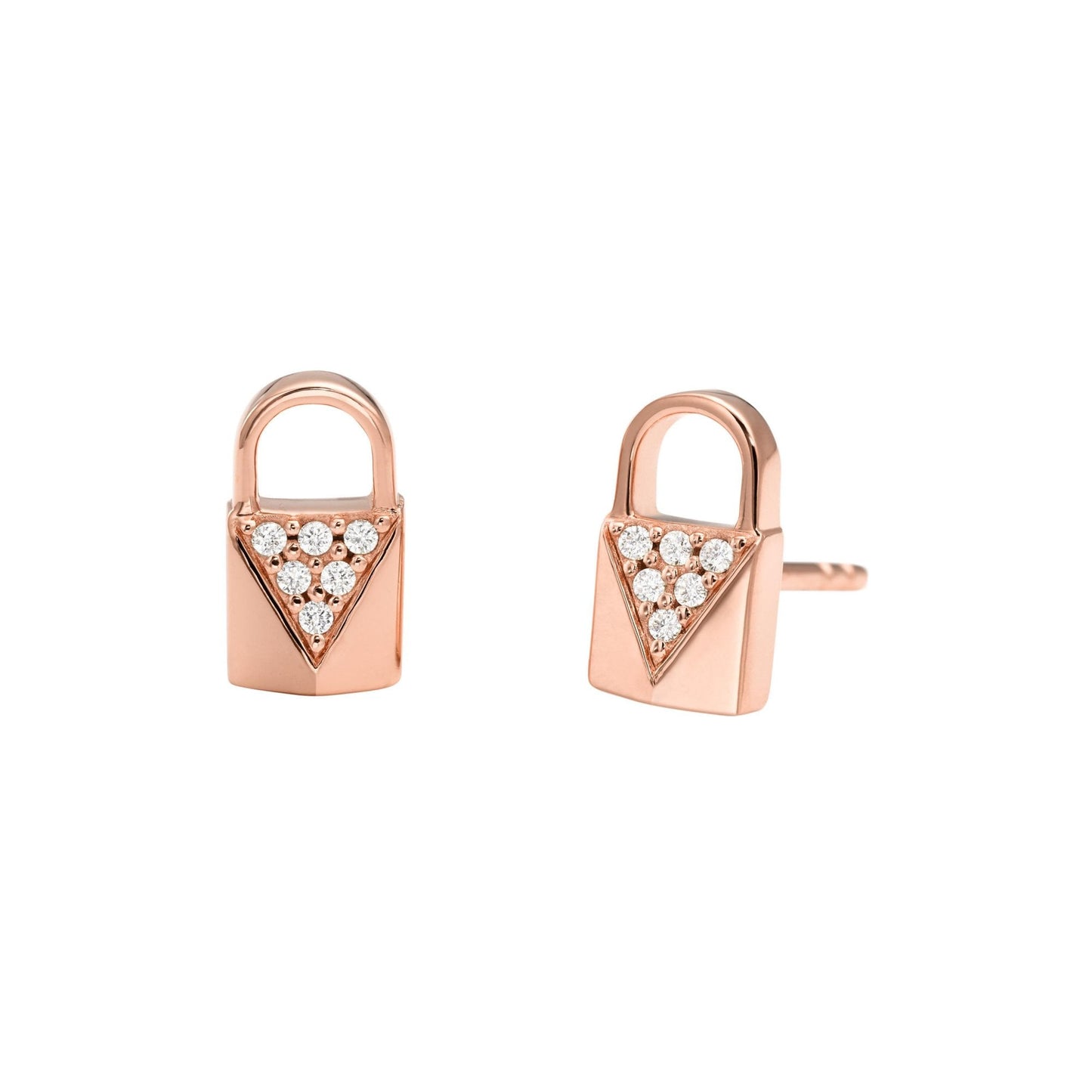 14k Rose Gold-plated Sterling Silver Padlock Studs