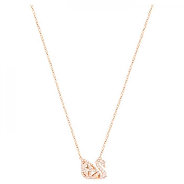 Facet Swan Necklace Black