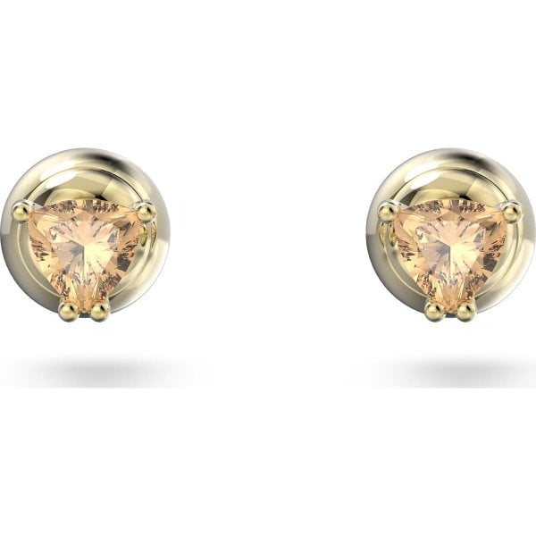 Stilla stud earrings, Orange, Gold-tone plated