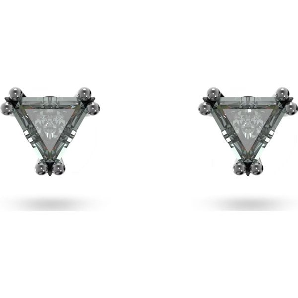 Stilla stud earrings, Triangle, Black, Ruthenium