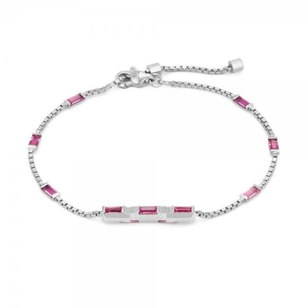 White Gold Link to Love Red Rubellite Bracelet