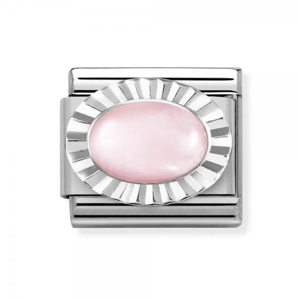 Silver Faceted Edge Rose Quartz Charm