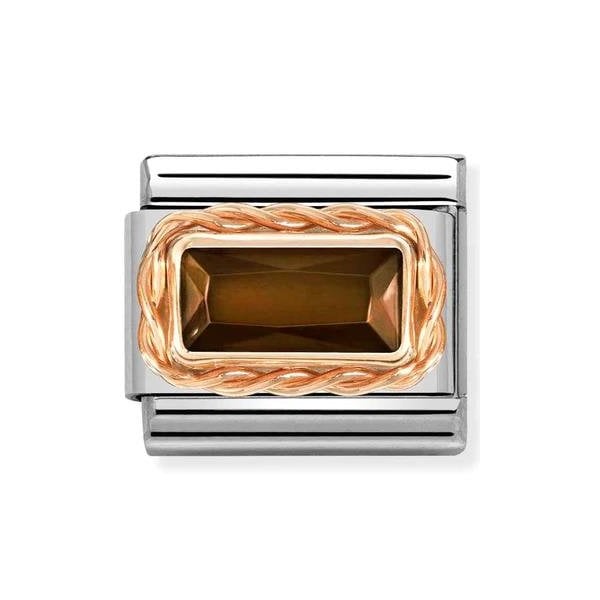 Classic Rose Gold Faceted Baguette Smokey Charm