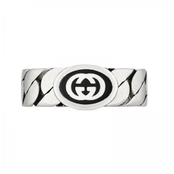 SterlingSilver Interlocking G Shiny Ring- SIZE 14