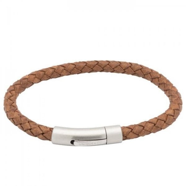 Stainless Steel Tan Leather Bracelet