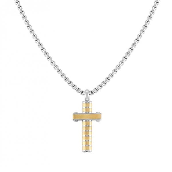 Unisex Strong Cross Necklace Stainless Steel Gold