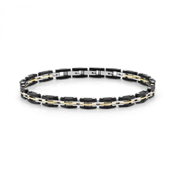 Gents Strong Bracelet - Steel and Black Gold PVD