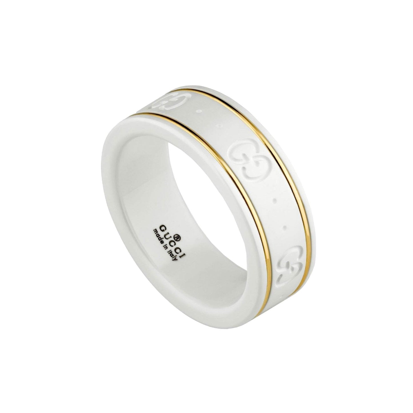 18ct Yellow Gold Icon White GUCCI Ring