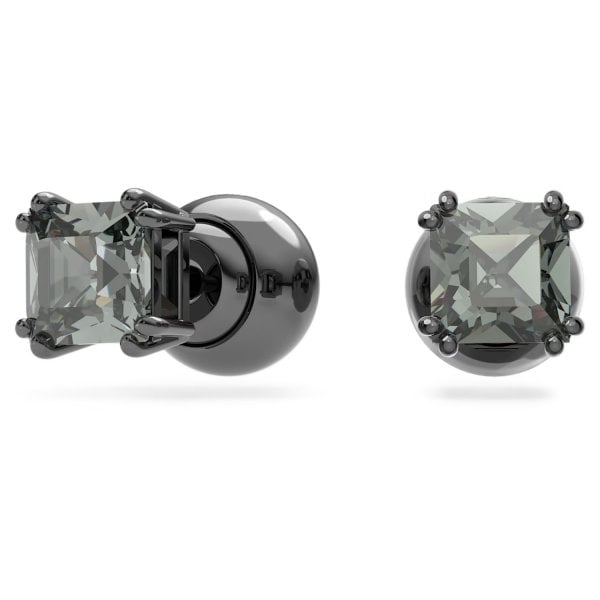 Millenia stud earrings, Square cut, Black