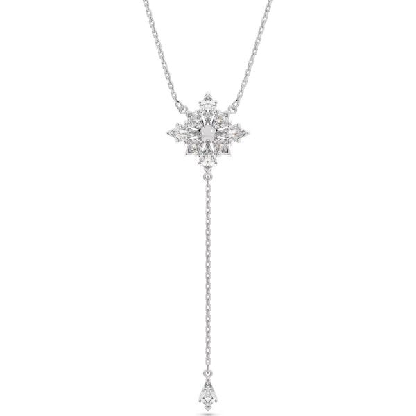 Stella Y necklace, Star, White, Rhodium plated