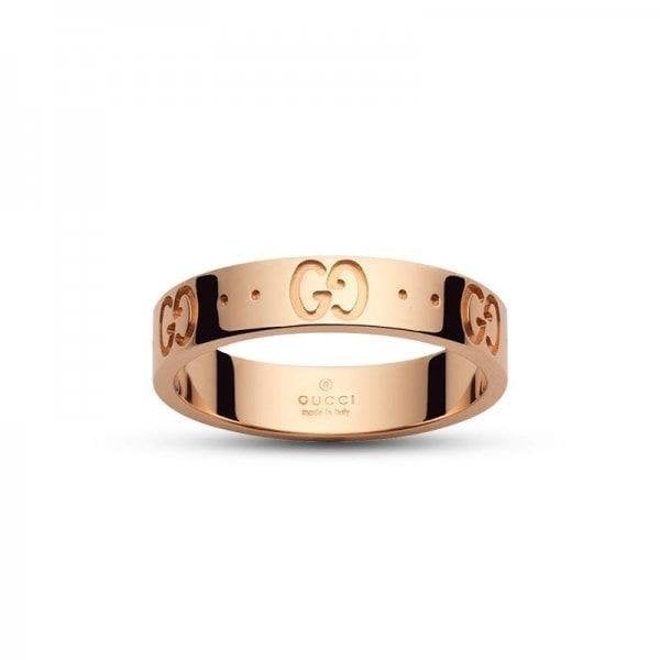 GUCCI Icon 18ct Rose Gold Logo Ring