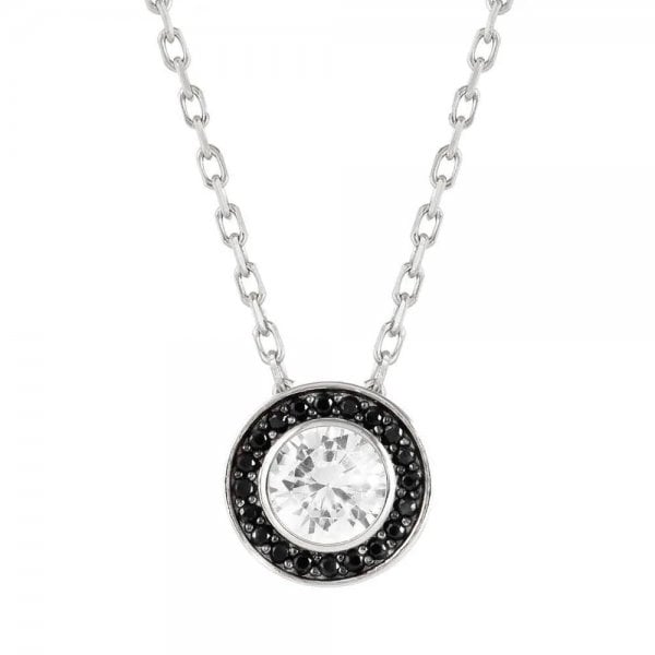 Aurea Silver Black CZ Halo Necklace