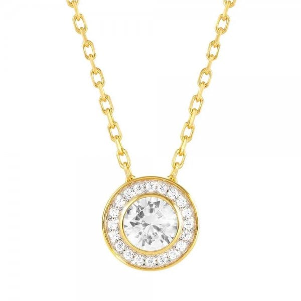 Aurea Gold Plated CZ Halo Necklace