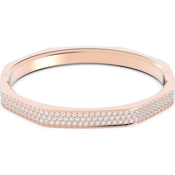 Dextera bangle, Octagon shape, Pavé, White, Rose