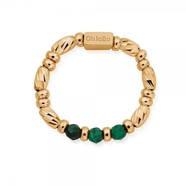 Gold Malachite Sparkle of Empowerment Ring