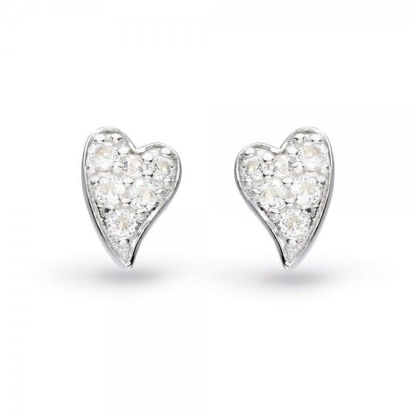 Desire Precious White Topaz Heart Stud Earrings