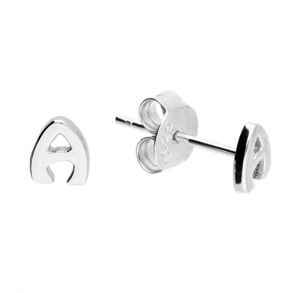 Sterling Silver Stud Earrings - Initial A