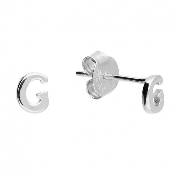 Sterling Silver Stud Earrings - Initial G