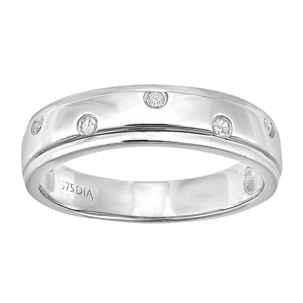 9ct White Gold 0.05ct Diamond Wedding Ring