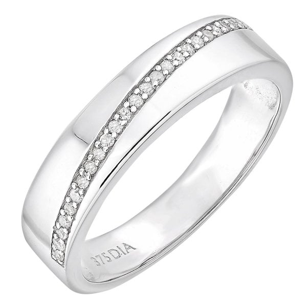 9ct White Gold 0.08ct Diamond Wedding Ring