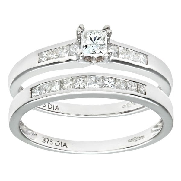 9ct White Gold 0.57ct Diamond Bridal Set Ring