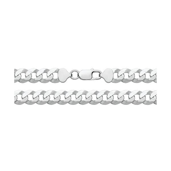 SILVER FLAT BEVELLED CURB CHAIN