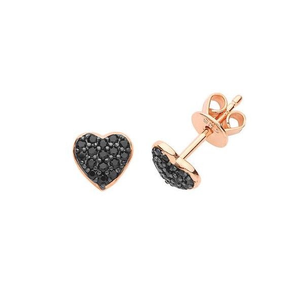 SILVER ROSE GOLD PLATED CZ STUD EARRINGS