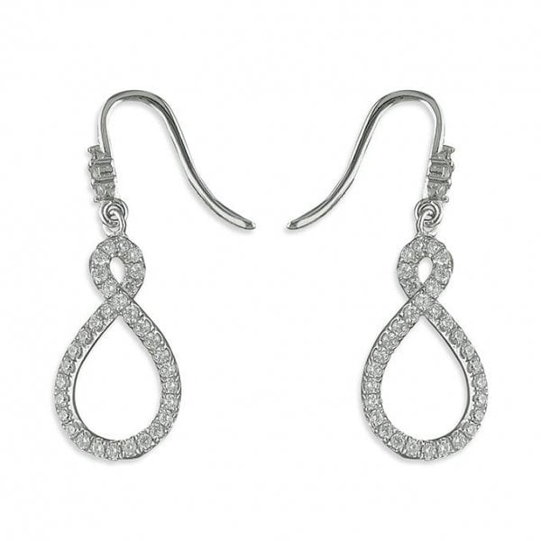 Silver Earrings CZ Inifinity