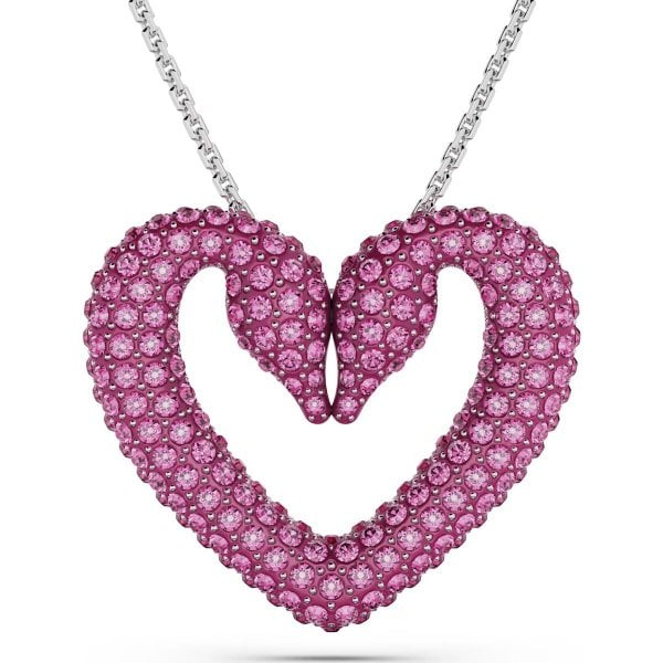 Una pendant, Heart, Medium, Pink