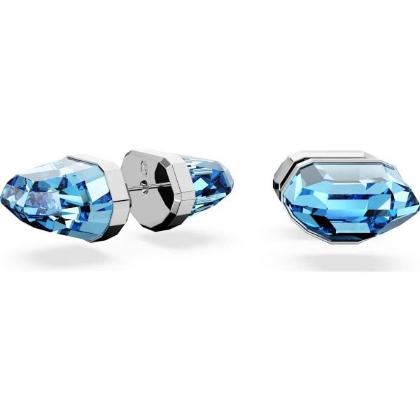 Lucent stud earrings, Blue, Rhodium plated