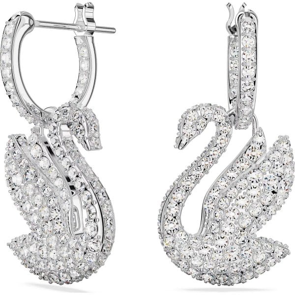 Iconic Swan drop earrings, Swan, White