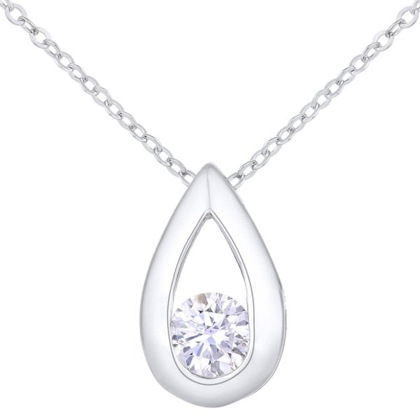 9ct White Gold 0.15ct Diamond Pendant & Chain