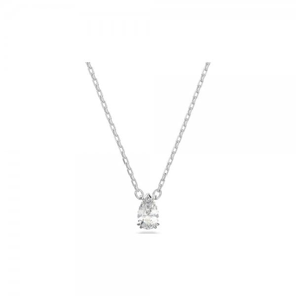 Millenia pendant Pear cut, White, Rhodium plated