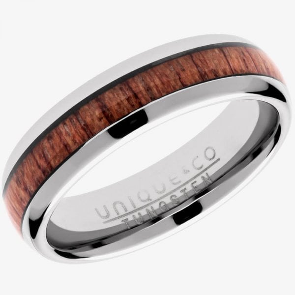 Mens Tungsten Wood InlaY - 6mm