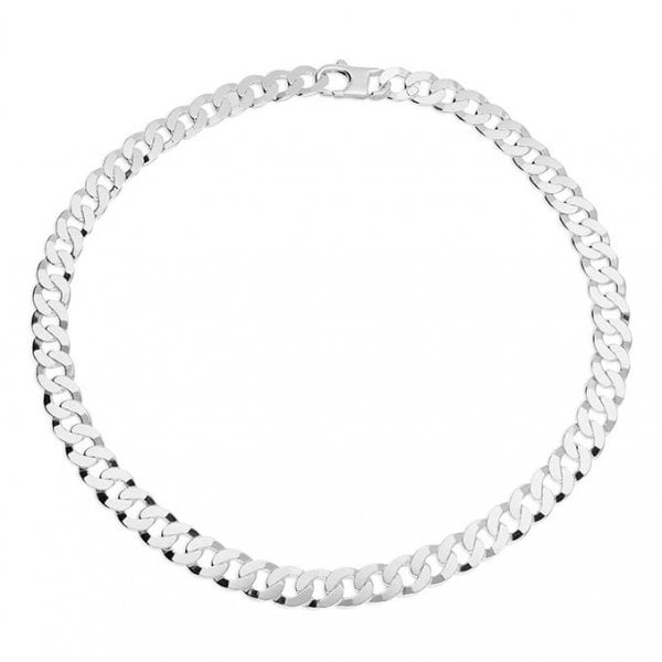 Sterling Silver Chain 51cm/20in men's flat curb