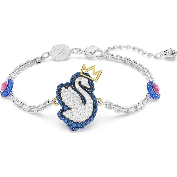 Pop Swan bracelet, Swan, Blue, Rhodium plated