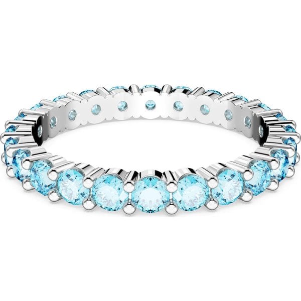 Matrix ring, Round cut, Blue, Rhodium plated S55