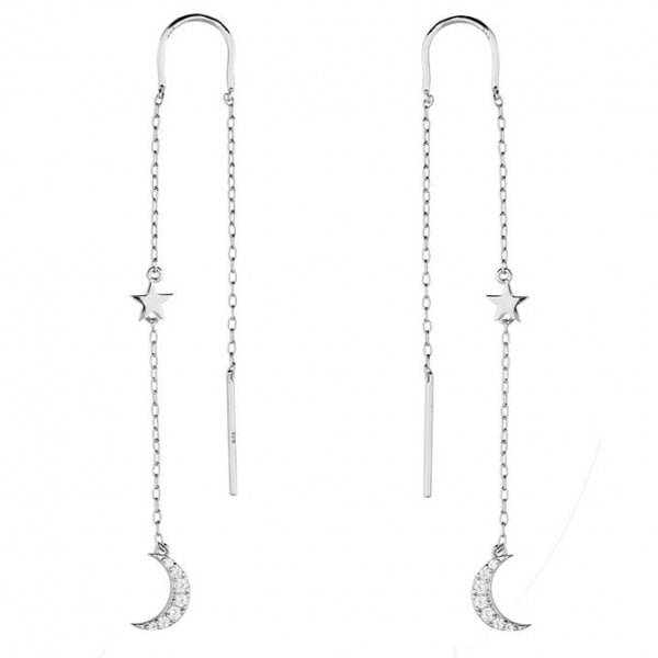 Cubic zirconia moon and plain star pull-through