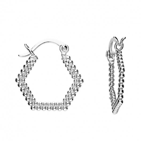 Small flat beaded pentagon hinged hoop Earrings