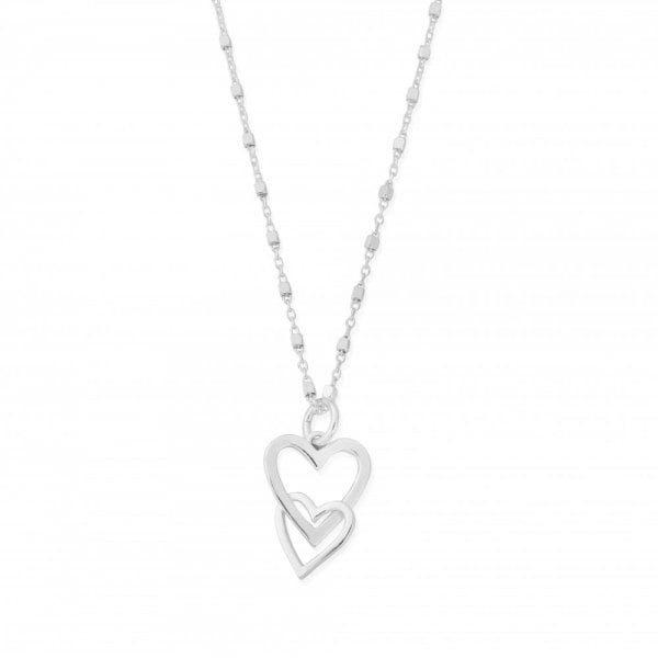 Interlocking Love Heart Pendant Necklace