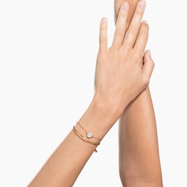 Ginger Bangle White, Rose-gold tone plated